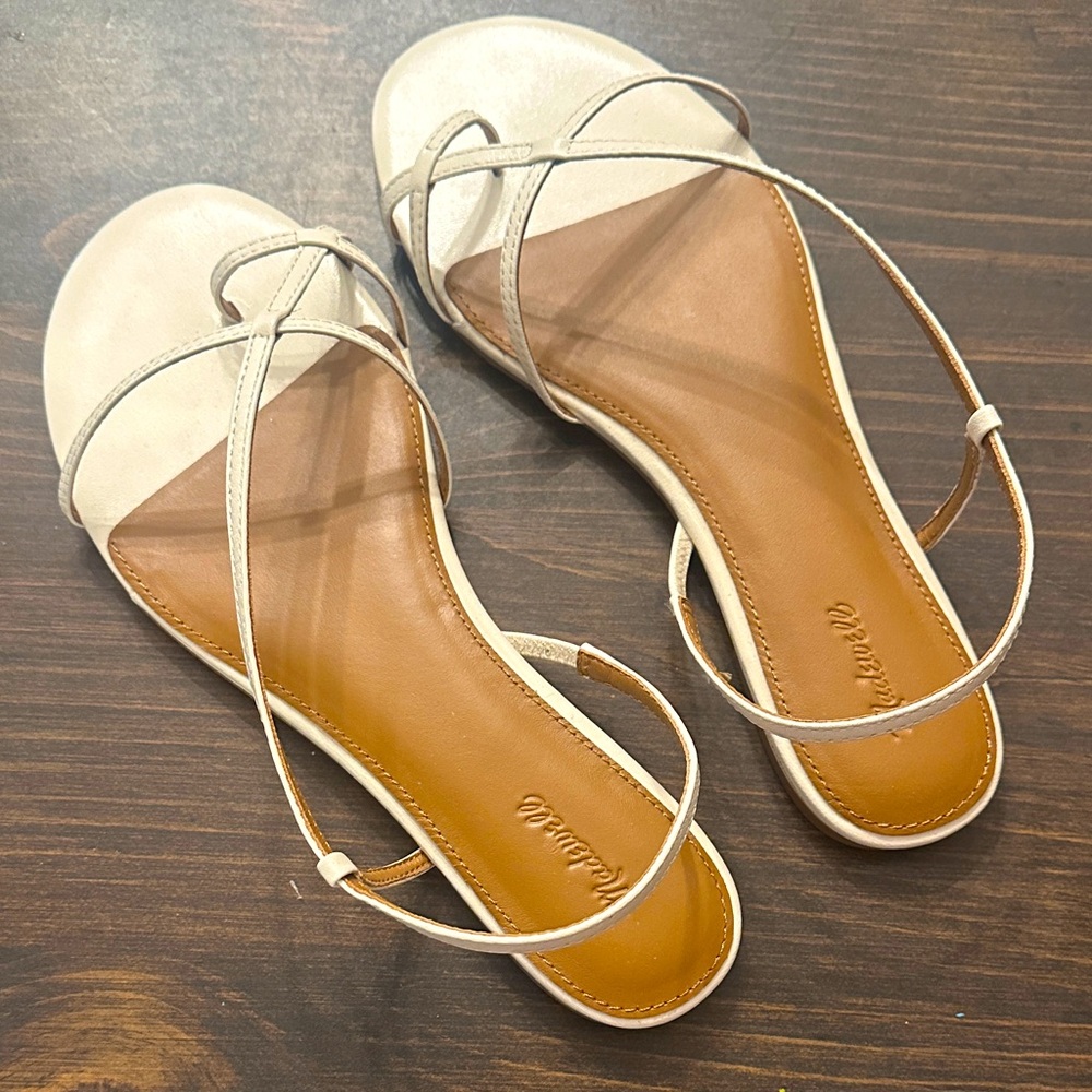 NWT Madewell Cream Iggy Strappy Flat Sandals